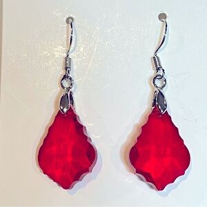 NEW Red Crystal Cut Style Teardrop Earrings